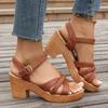 Fashion 2025 Summer High Heels Ankle Strap Sandals Women Platform Comfort Thick Heeled Gladiator Shoes Woman Plus Size Sandalias Mujer