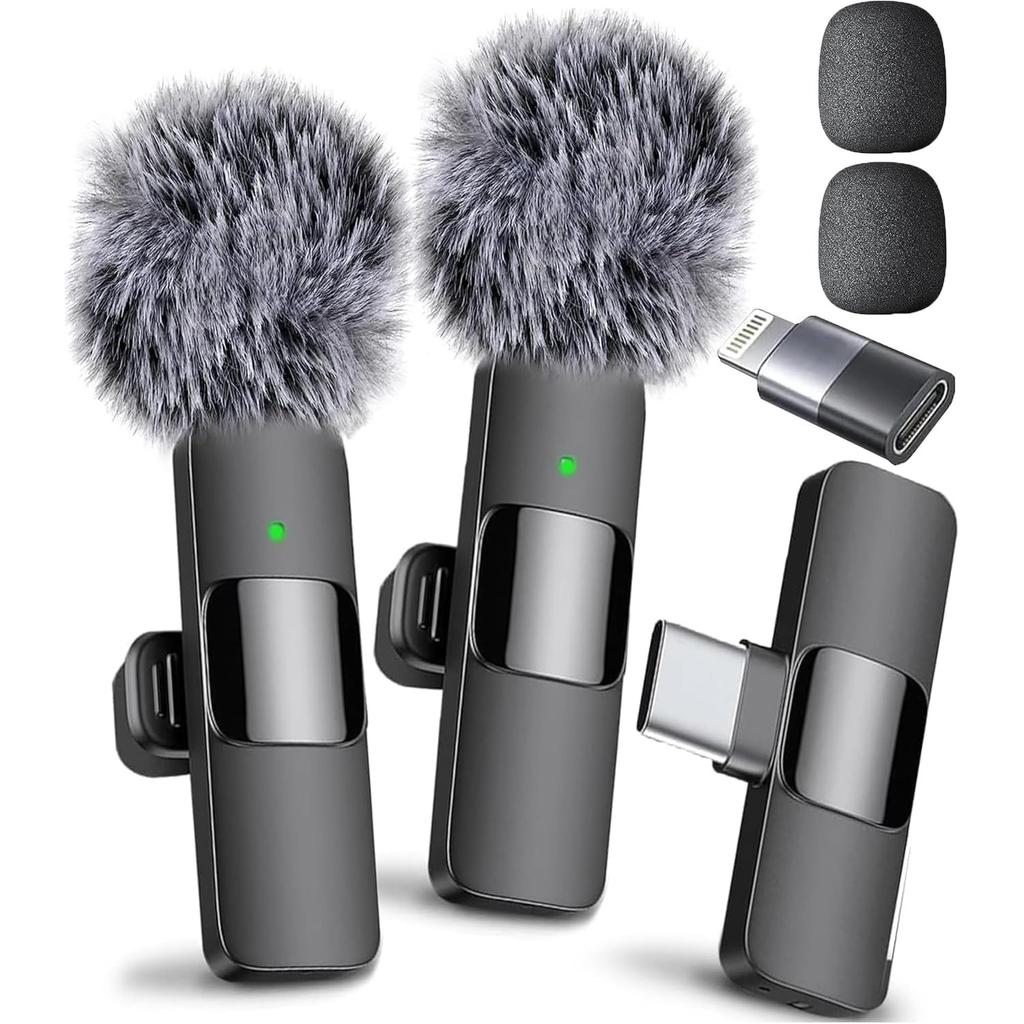 Wireless Microphone Lavalier Microphone for Video Recording - iPhone Mic Crystal Clear Recording with USB-C for Content Creators