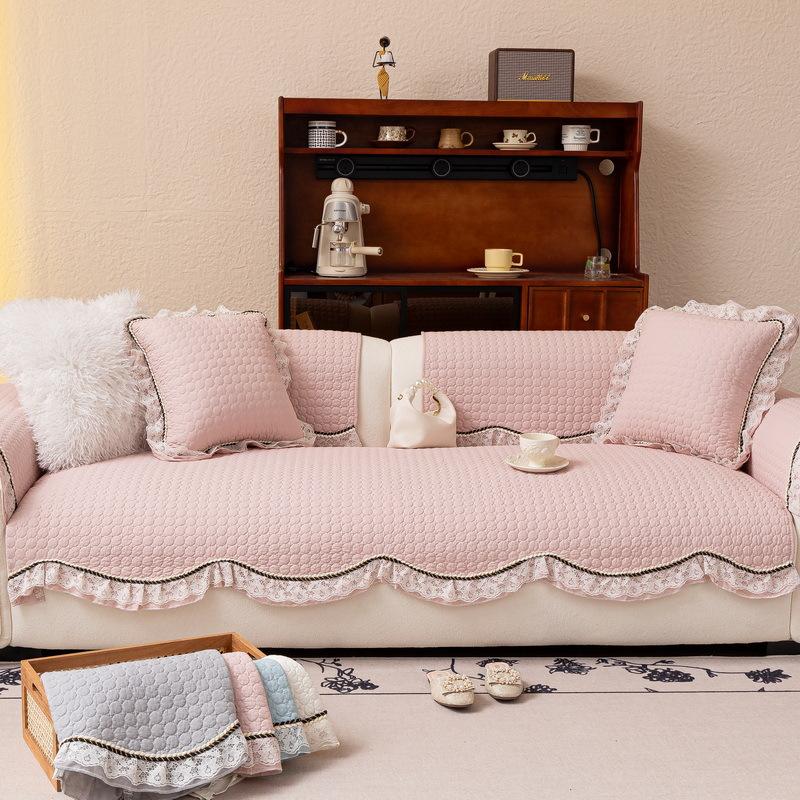 New Pure Cotton Fabric Irregular Sofa Cushion Four Seasons Universal Non-Slip French Cream Wind Seat Cushion Cover Cloth Towel