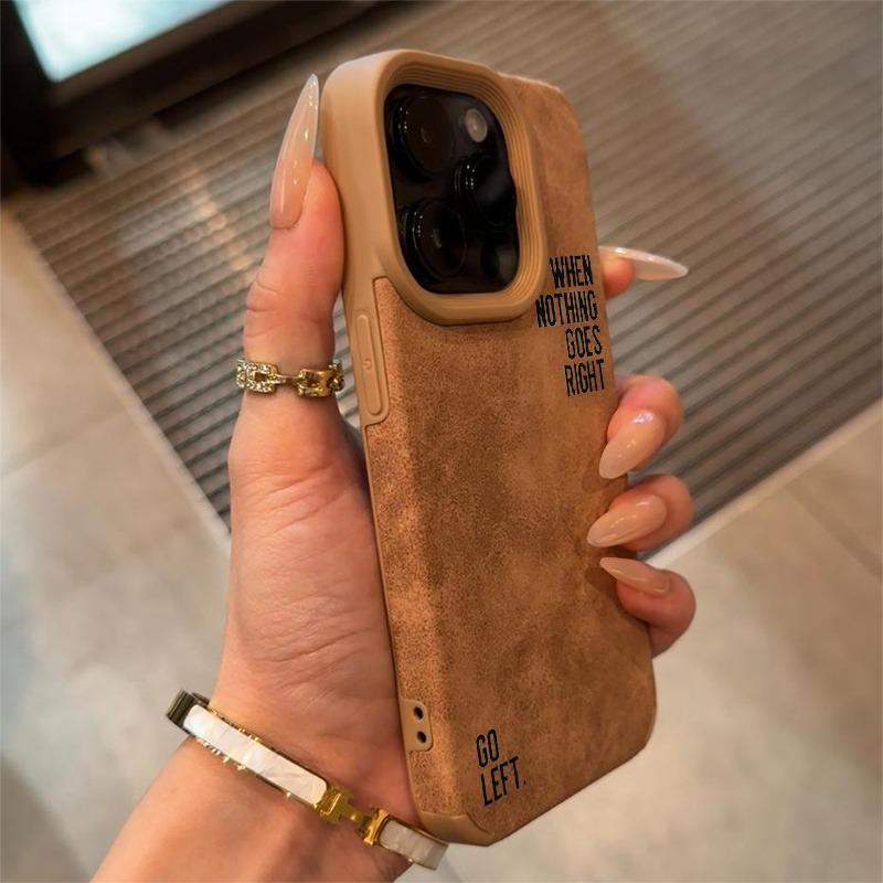 Phone Case with a Simple Lettered Faux Leather Textured Design for Iphone 17 16 PRO 16 PLUS 15 14 13 12 11 PRO MAX XS X XR Cover