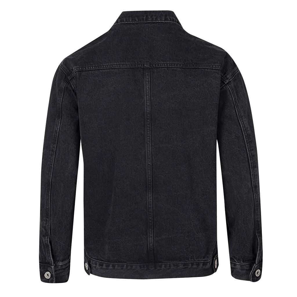 Men's Casual Workwear Long Sleeve Lapel Collar Denim Jacket Loose Multi Pocket Jacket Denim