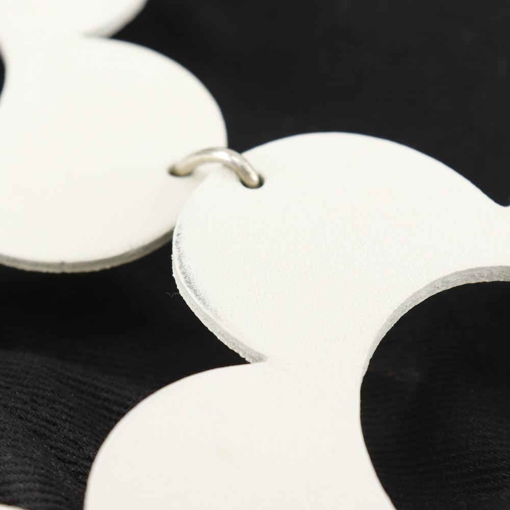 CELINE flour Shoulder Bag Off White/Black leather/canvas flour Women Used