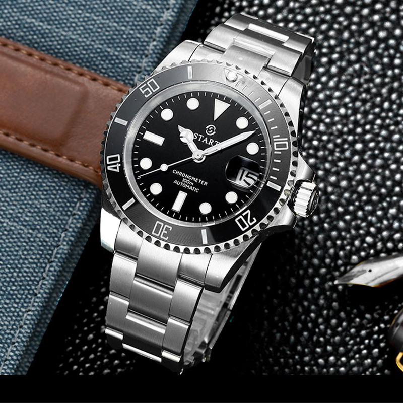 Start Мужские часы для дайвинга, официальные аутентичные металлические мужские часы, светящиеся водонепроницаемые автоматические механические часы с функцией даты