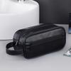 Men PU Wash Bag Travel Business Trips Portable Cosmetic Bag Large Capacity Multi Pocket Design Handheld Wash Bag