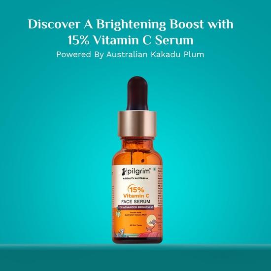 Pilgrim 15% Vitamin C Face Serum For Glowing Skin 20ml | Сыворотка с витамином C, феруловой кислотой и витамином E | Уменьшает темные пятна | Для всех типов кожи