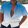 Летняя рубашка, обычная версия, 3D цифровая печать, быстросохнущая, мужская, градиентного цвета, модная рубашка с короткими рукавами