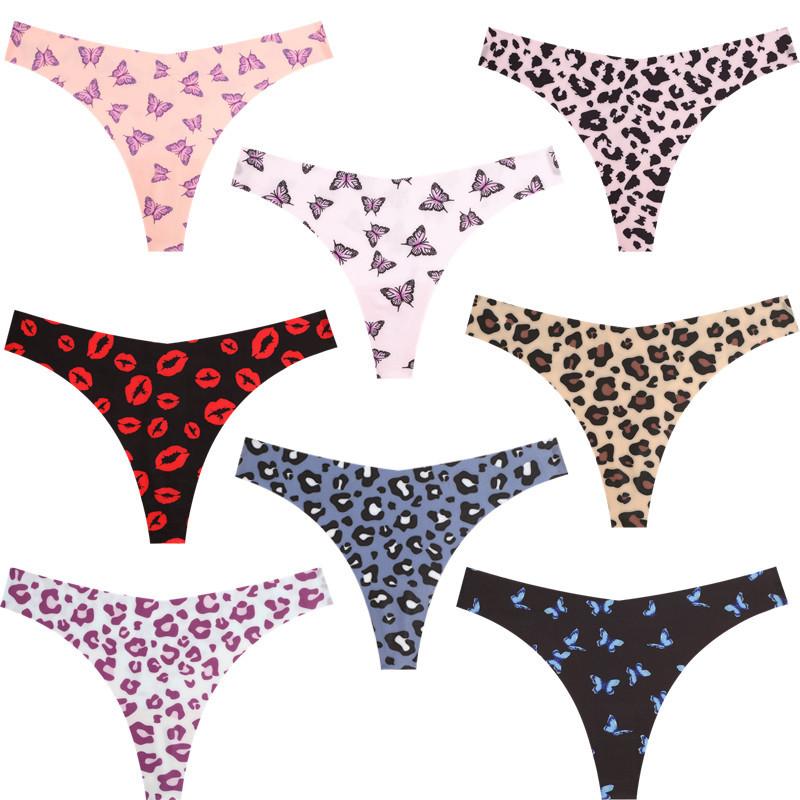 FINETOO Сексуальные трусики для женщин Butterfly T-back Comfort G-string Printed Underwear