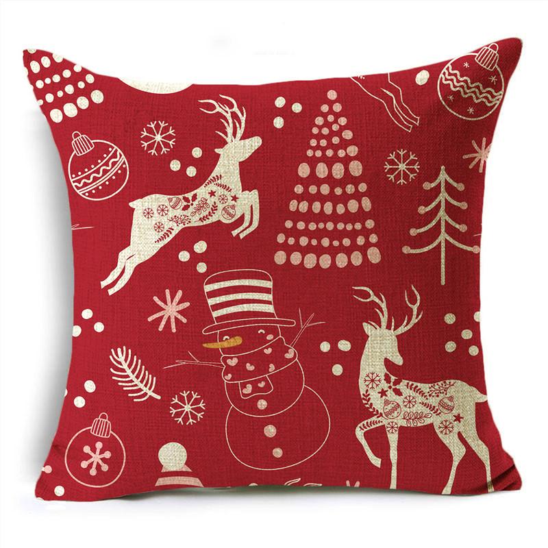 Merry Christmas Throw Pillowcase 40/45/50cm Santa Snowflake Elf Reindeer Red Throw Pillowcase For Sofa Home Decor