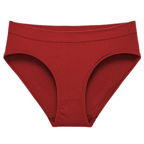Women Panties Solid Color Elastic Mid Waist Seamless Thin Thread Soft Anti Septic Breathable Intimate Clothes Lady Underwear Briefs