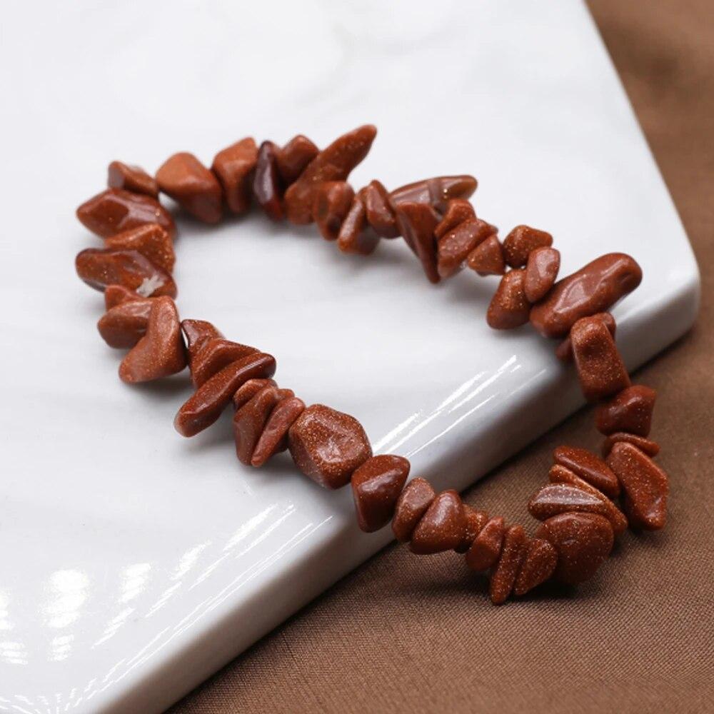 1pc 18cm Natural Stone Elastic Cord Bracelet Crystal Agate Amethyst Tiger Eye Quartz Crushed Stone Men Women Jewelry Accessories