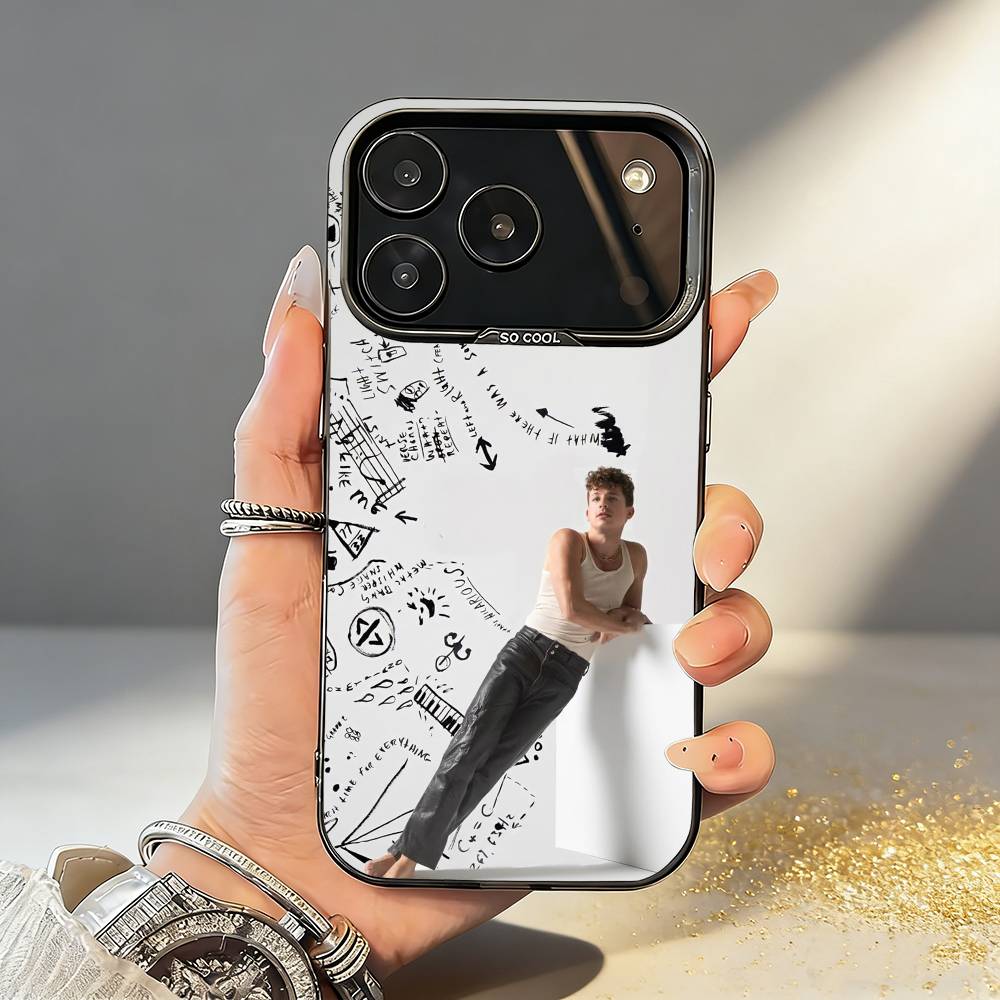 Чехол для телефона певца C-Charlie P-Puth Для iPhone17,16,15,14,13,12,11,Pro,MAX Серый Матовый Силиконовый Черный Чехол