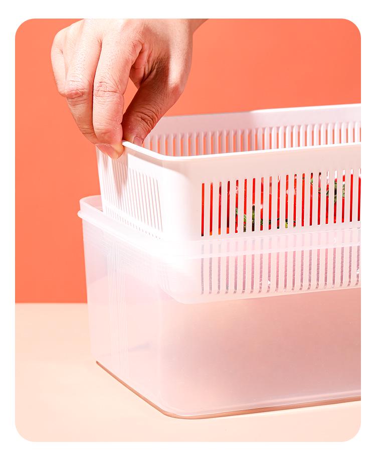 Japanese Double-Layer Vegetable Washing Basin with Lid: Kitchen Storage Basket for Food, Fruit, and Vegetables.
