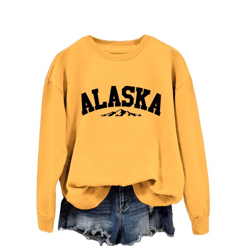 Womens Oversized Crewneck Long Sleeve Sweatshirt Casual Streetwear Printed Cotton Hoodie-Free Size S-XXL