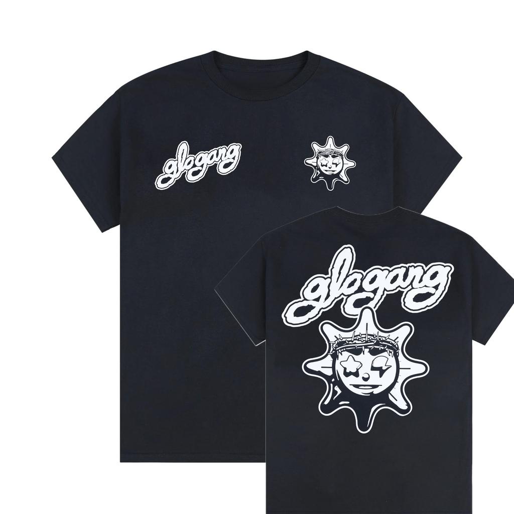 Высококачественная летняя мужская футболка с коротким рукавом Glo Gang Boyz World Wide Tee Drinks Cartoon Unseix Oversize из хлопка.