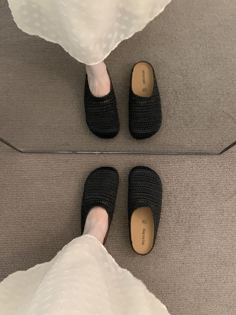 Women's Handmade French Roman-Style Breathable Closed-Toe Summer Half Slippers