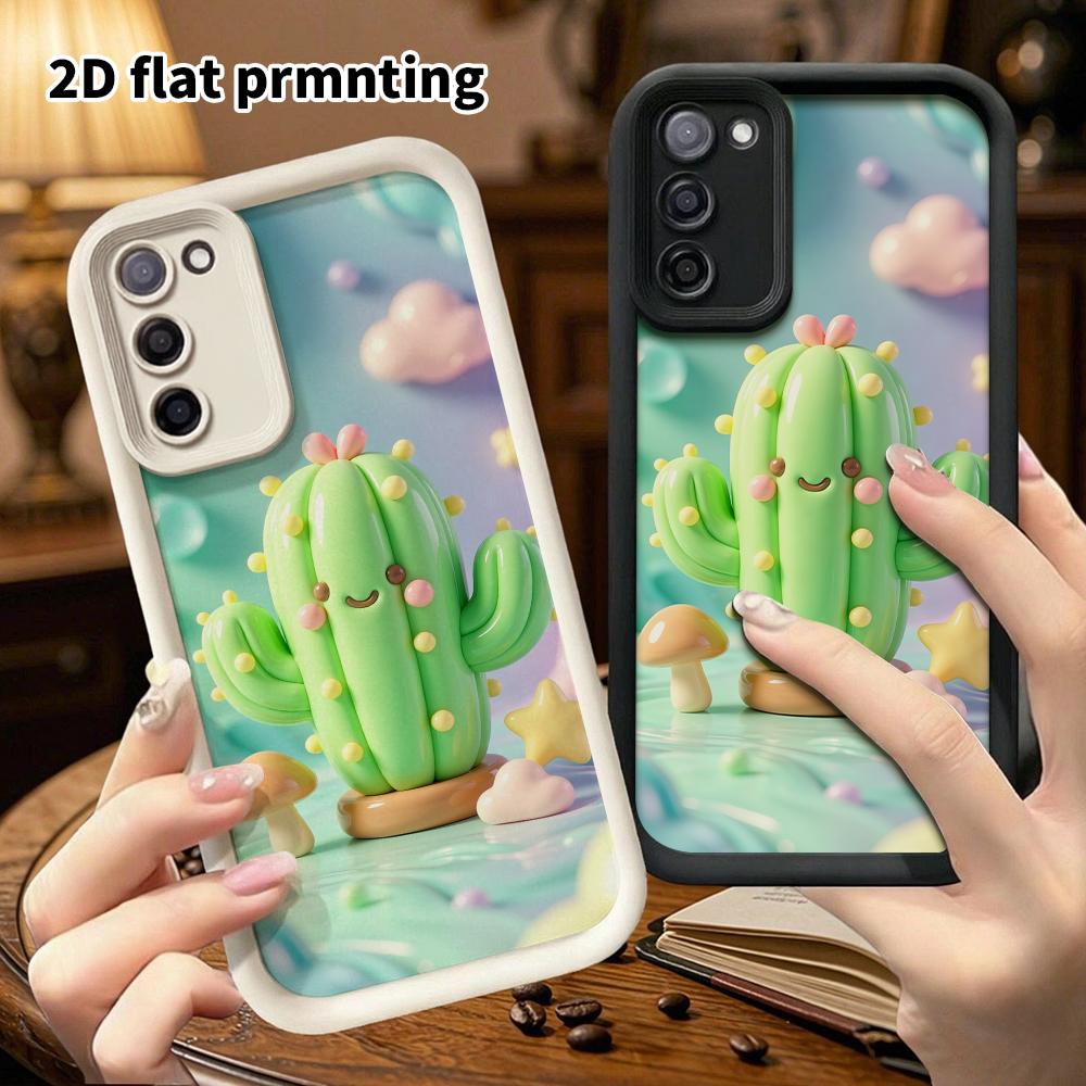 Phone Case: 2D flat design suitable for Samsung Galaxy A34 A35 M05 M06 S20 S22 S21 FE Plus 5G protective case, smiley cactus, perfect Christmas and Ha