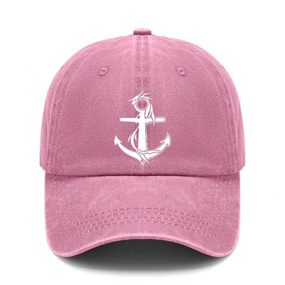 [Anchor Print Baseball Cap] Nautical Vintage Style Polyester Adjustable Breathable Casual Outdoor Sports Baseball Hat For Men Women