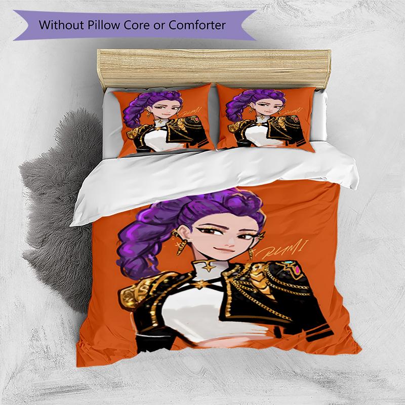 3pcs KPop Demon Hunters RUMI6 Design Cover Set - HD Printed Bedding with 1 Cover and 2 Pillowcases - Perfect for Home and Dorm Decor