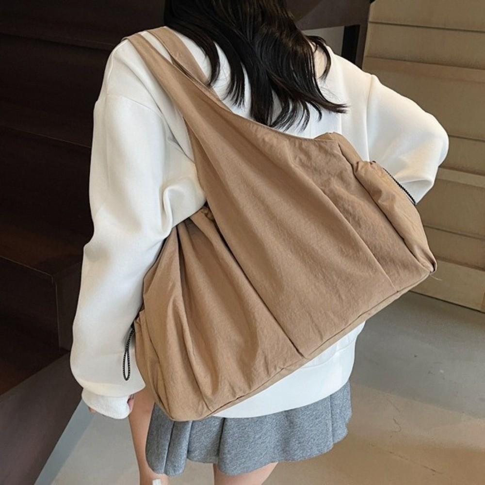 Pleated Large Capacity Shoulder Bag Lightweight Top Handle Bag Students
