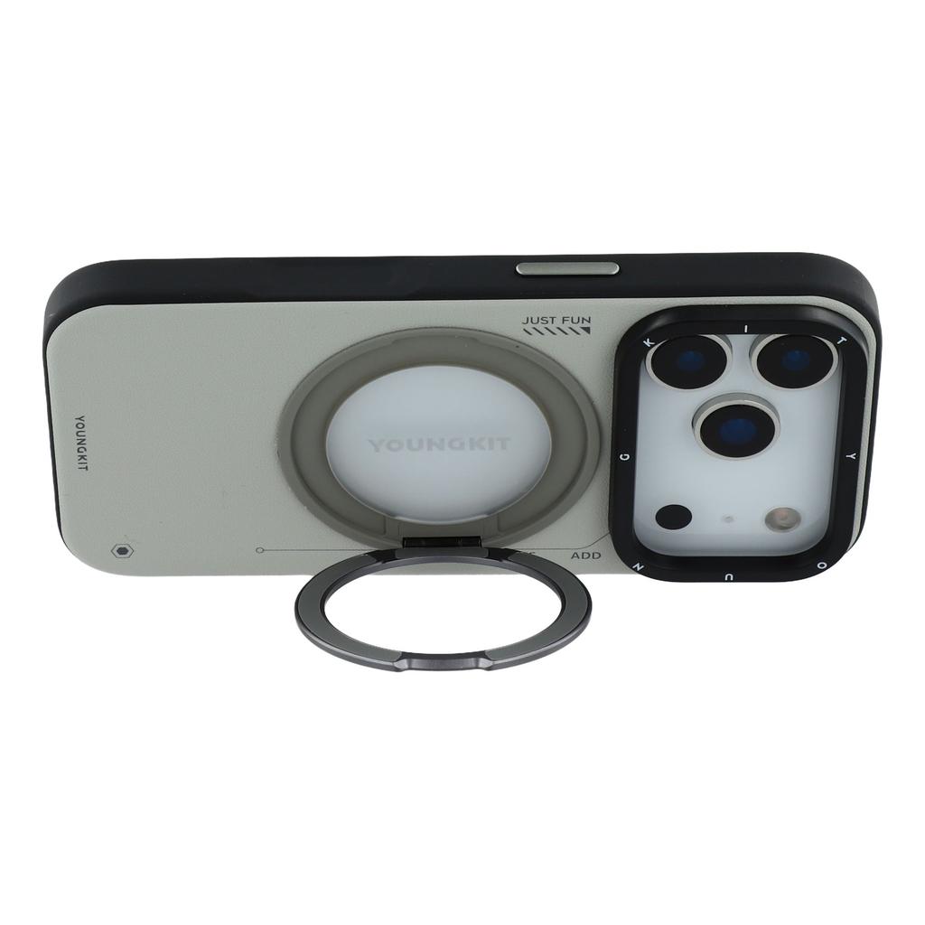 YOUNGKIT For iPhone 17 Pro Case Rotating Kickstand Shockproof TPU+PU Leather Phone Back Cover