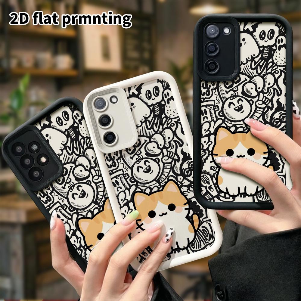 Чехол для телефона: 2D плотный защитный чехол для Samsung Galaxy A34 A35 M05 M06 S20 S22 S21 FE Plus 5G, Оранжевый и Белый Китти, Рождественский и Хэллоуинский Подарок