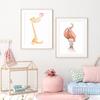 Розовый воздушный шар для девочек, постер с жирафом, животный принт, детская настенная живопись на холсте, детские цитаты, картина в скандинавском стиле, декор для детской комнаты