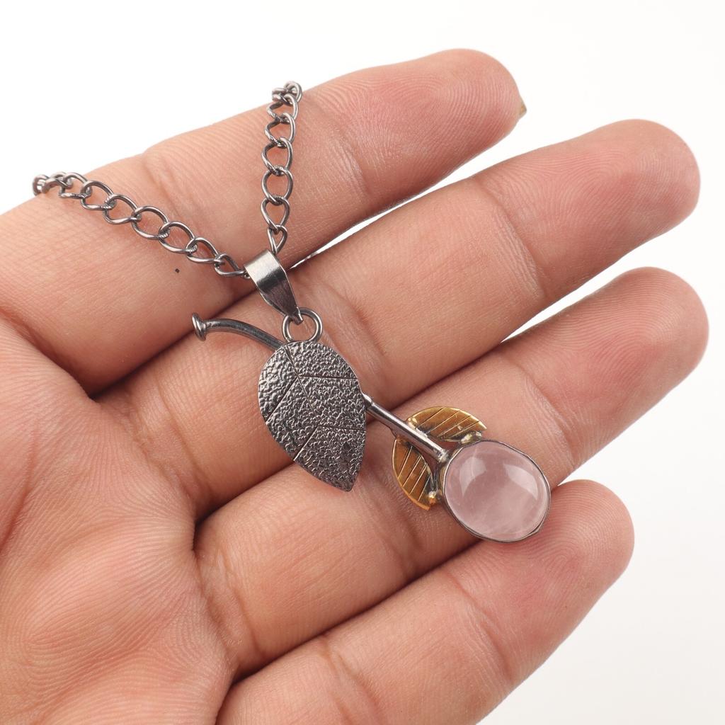 Natural Rose Quartz Pendant 925 Solid Silver Gemstone Jewelry Partywear Pendant PP-55-31