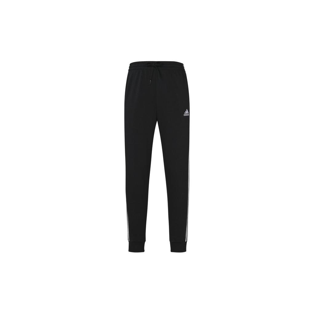 Adidas Essentials French Terry Tapered Cuff 3-Stripes Pants Black/White Men Streetwear GK8831