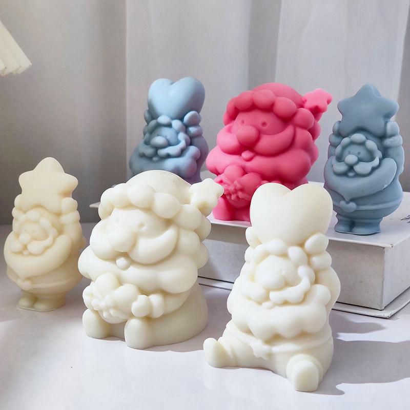 Cartoon Santa Claus Candle Silicone Mold Christmas Snowman Dwarf Elf Candle Soap Making Mold Diy Resin Gypsum Silicone Mold Gift