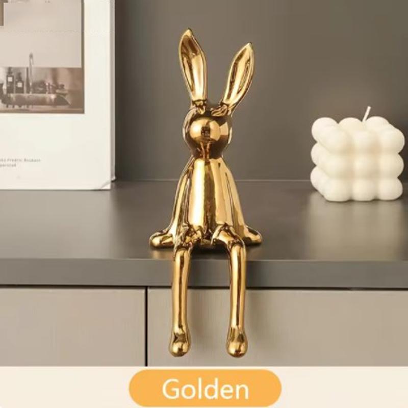 1 шт. Креативное керамическое украшение в виде длинноухого кролика для гостиной, спальни, офиса, домашнего искусства, эстетики, легкого роскошного украшения