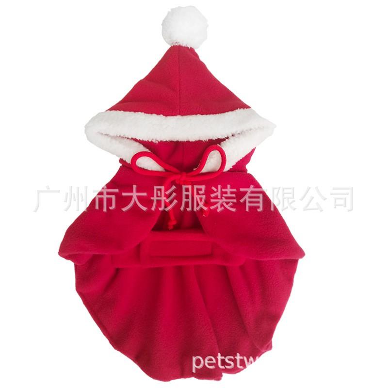 Pet Christmas Costume Winter Warm Coat Dogs Cats Hooded Cape With Santa Hat Holiday Outfit
