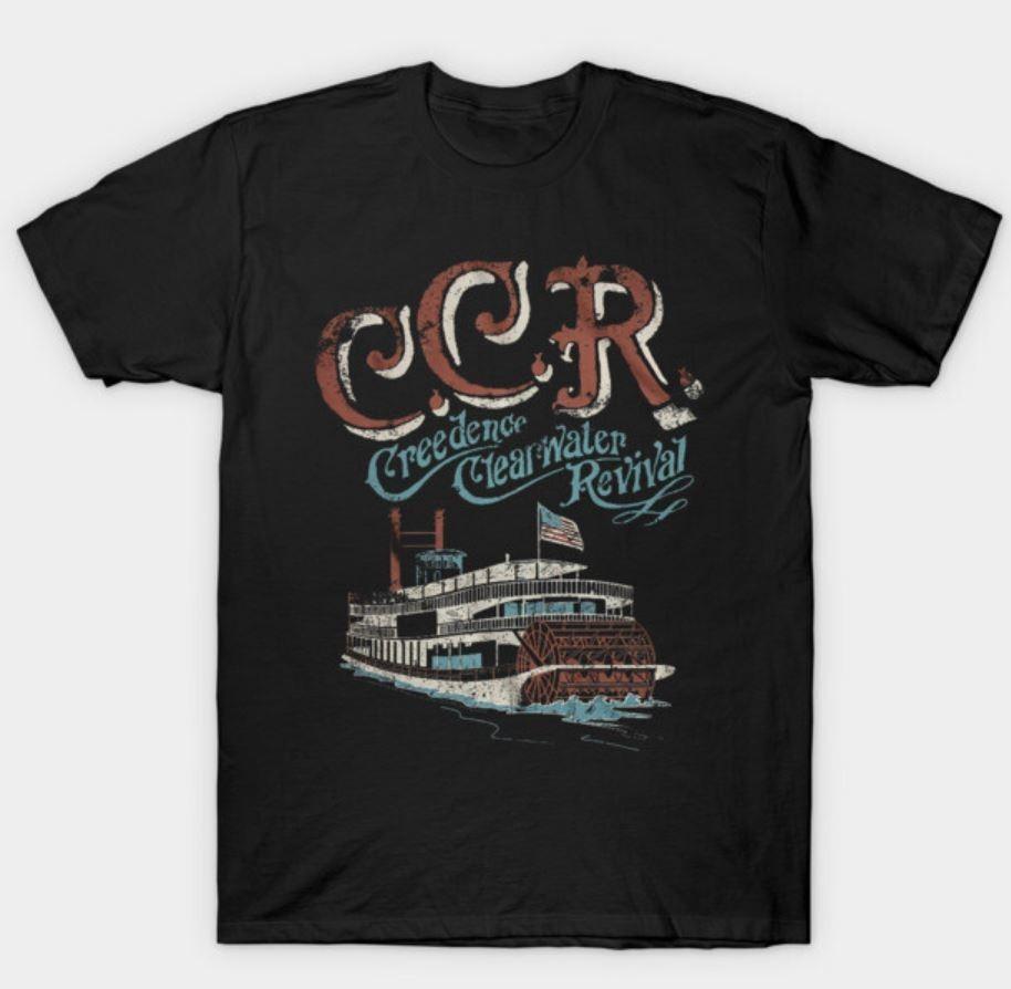 Retro Creedence Clearwater Revival Band Unisex t-shirt Black full size HT093