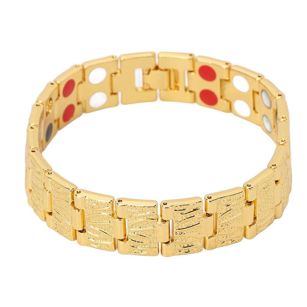 Модный магнитный браслет Двухрядный магнит Регулируемый Титановая сталь Браслет для похудения Золотой