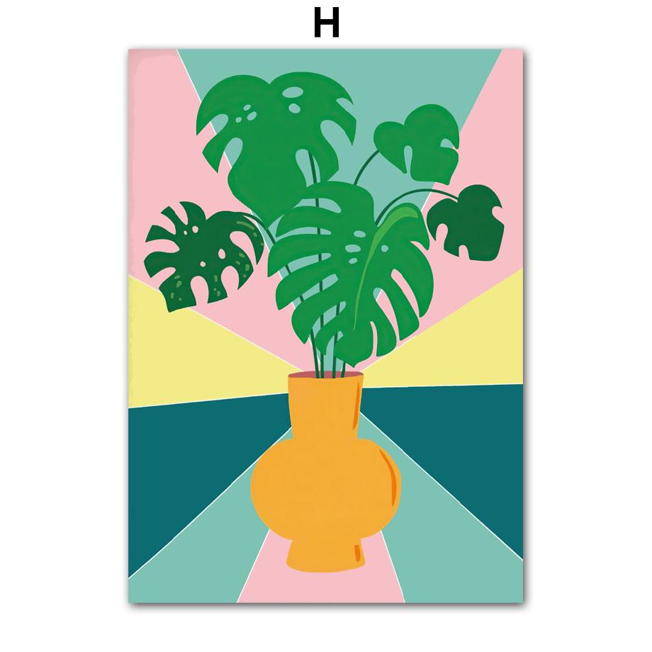 Скандинавская Радужный Леопард Лист Ваза Сердце Абстракция HD Настенное Искусство Холст Постеры и Принты Украшение для Дома Спальни Гостиной