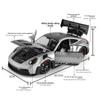1:24 911 GT3 RS Металлическая модель спортивного автомобиля литая с открывающимися дверями и управляемыми передними колесами для коллекционеров, хобби,display