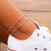 Women Anklet 2 Layers Lobster Clip Adjustable Extended Chain Waterproof Alloy Solid Color