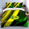 Green and Yellow Shield Design Print Bedding Set Duvet Cover Pillowcases (1* Duvet Cover 2* Pillowcases Do Not Include Comforter)