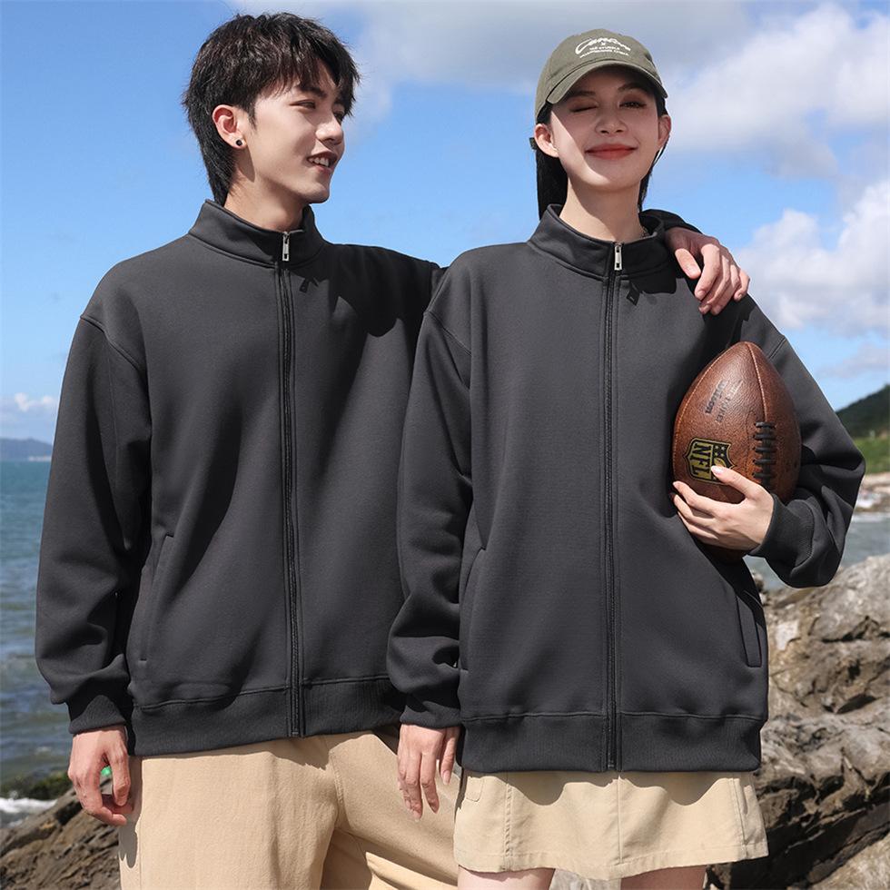 Autumn/Winter Pearl Series Fleece Stand Collar  Sweater, Casual Cardigan Zipper Long Sleeved Couple Clothes,Trendy Brand  Unisex