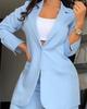 Women's Solid Color Split Sleeve Lapel Suit Straight Pants Suit