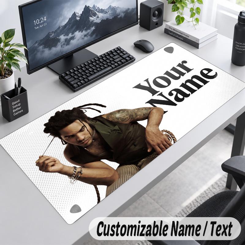 Lenny Kravitz Personalized Large Mouse Pad Custom Name Text Extended Desk Mat Gaming Mousepad