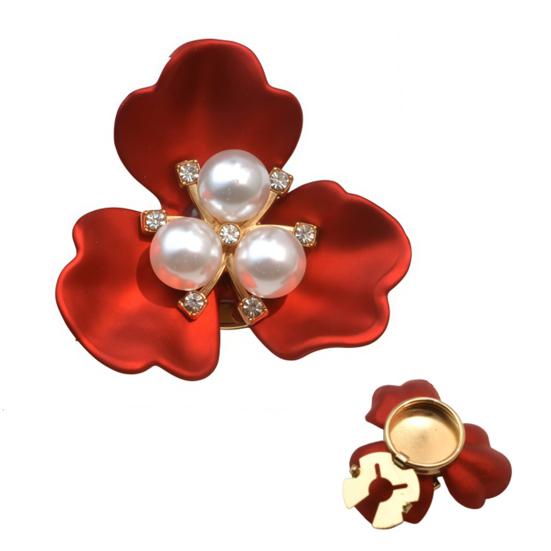 Cufflink Rhinestones Imitation Pearls Pistil Flower Shape Button Covers Clip-On Installation Sparkling Decorative