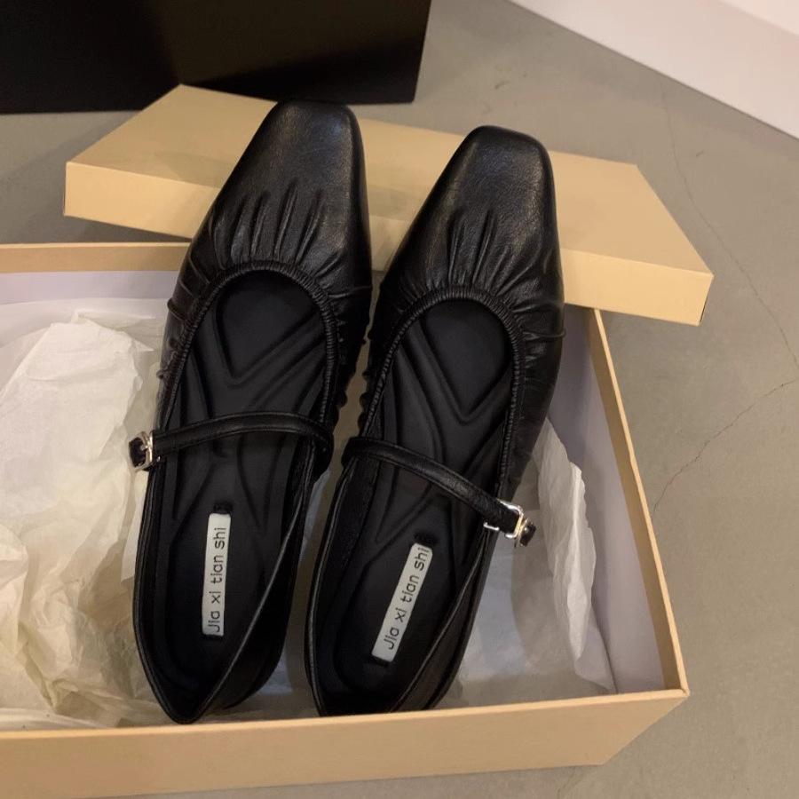 Французские туфли Мэри Джейн на плоской подошве серебристого цвета, женская обувь весна и осень 2025 года, новая весенняя юбка, нежные вечерние туфли