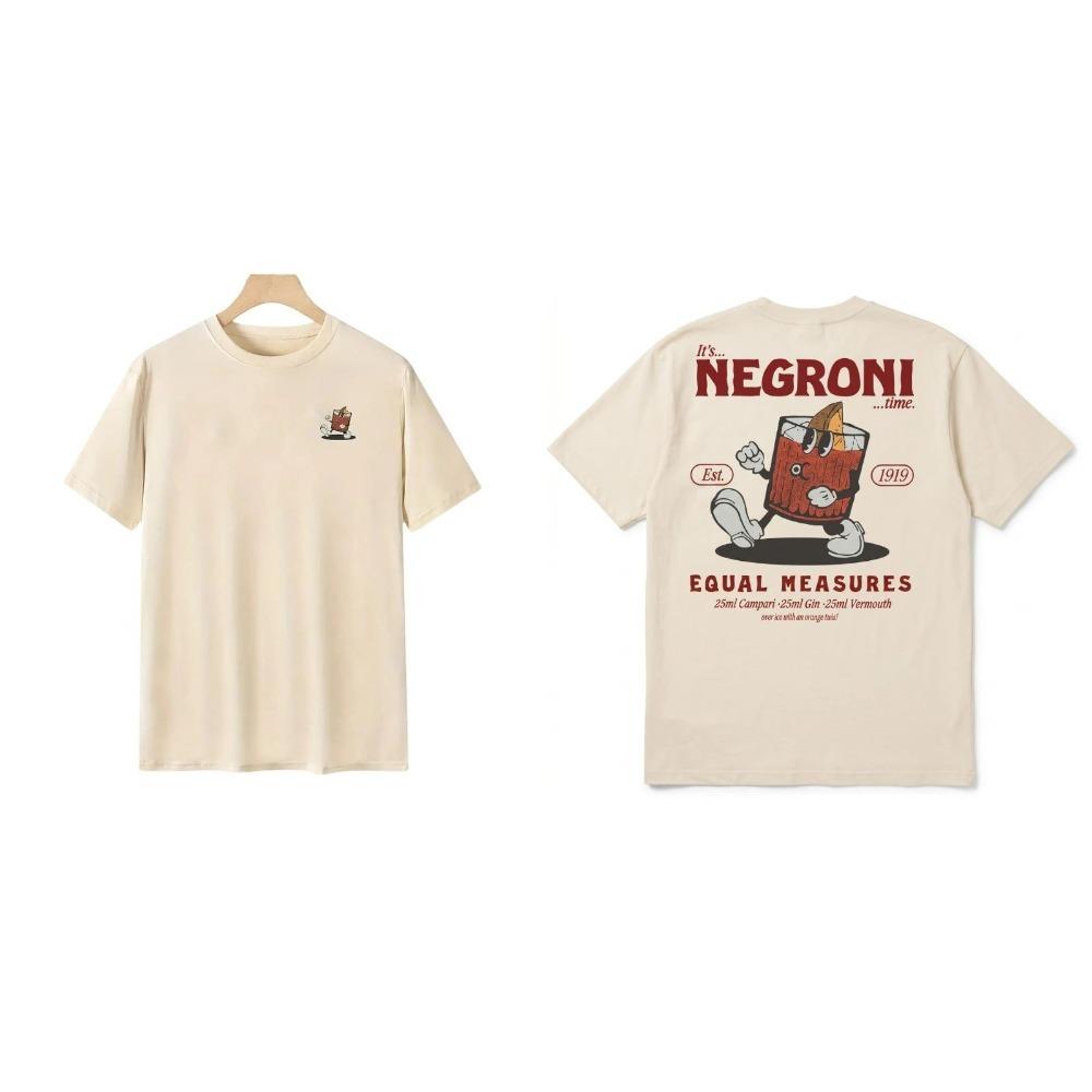 Negroni Cocktail Vintage Tshirt Unisex Unisex Drink Recipe Print Casual Streetwear Bartender Short Sleeve Tee Casual Tops