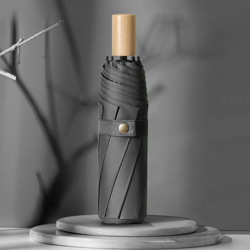 Новый простой зонт от солнца из винила с ручкой из массива дерева, тройной, анти-ультрафиолетовый зонт, реклама