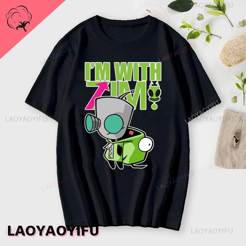 Аниме Invader Zim Invader Gir Graphic Tshirt Zim Image Cartoon T Shirt Unisex Unisex Cotton Tee Shirt Fashion Shirt Streetwear Tops Unisex
