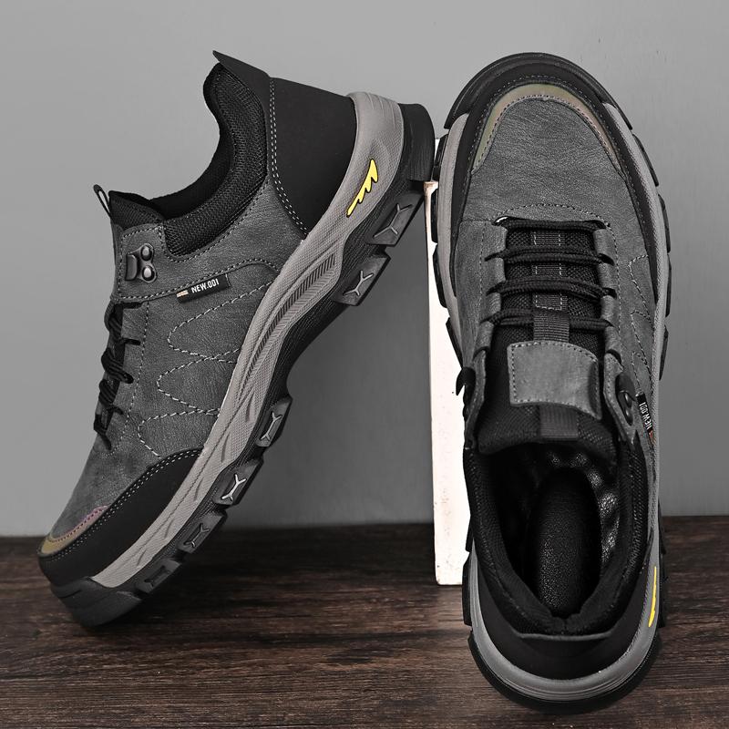 Autumn Men Outdoor Mountaineering Anti Slip Fashion Hiking Platform Wear-resistant Leather Casual Work Shoes Zapatillas Hombre