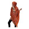 Women Pullover Sweater Hooded Batwing Half Sleeve Tassel Knitting Cape Colorful Striped Asymmetric