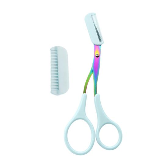 Eyebrow Trimming Scissors with Comb Stainless Steel Professional Non-Slip Precision Eyebrow Trimmer Men Women Brow Hair Removal Tool