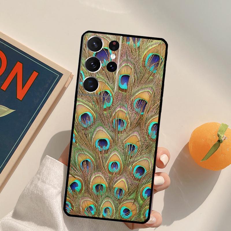 Peacock Feathers Phone Case For Samsung Galaxy S25 S26 Ultra S20 S21 S22 S23 S24 Plus S10 S25 FE Back Cover