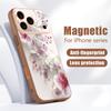 Розовый Белый Цветочный Узор Чехол Для iPhone 17 Pro Max Магнитный Для Magsafe Покрытие с Ощущением Кожи Для iPhone 16 15 14 13 Pro Max